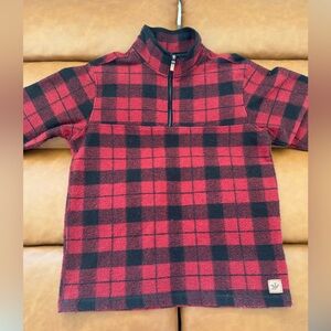 Vintage Flannel Plaid Quarter-Zip Fleece Pullover